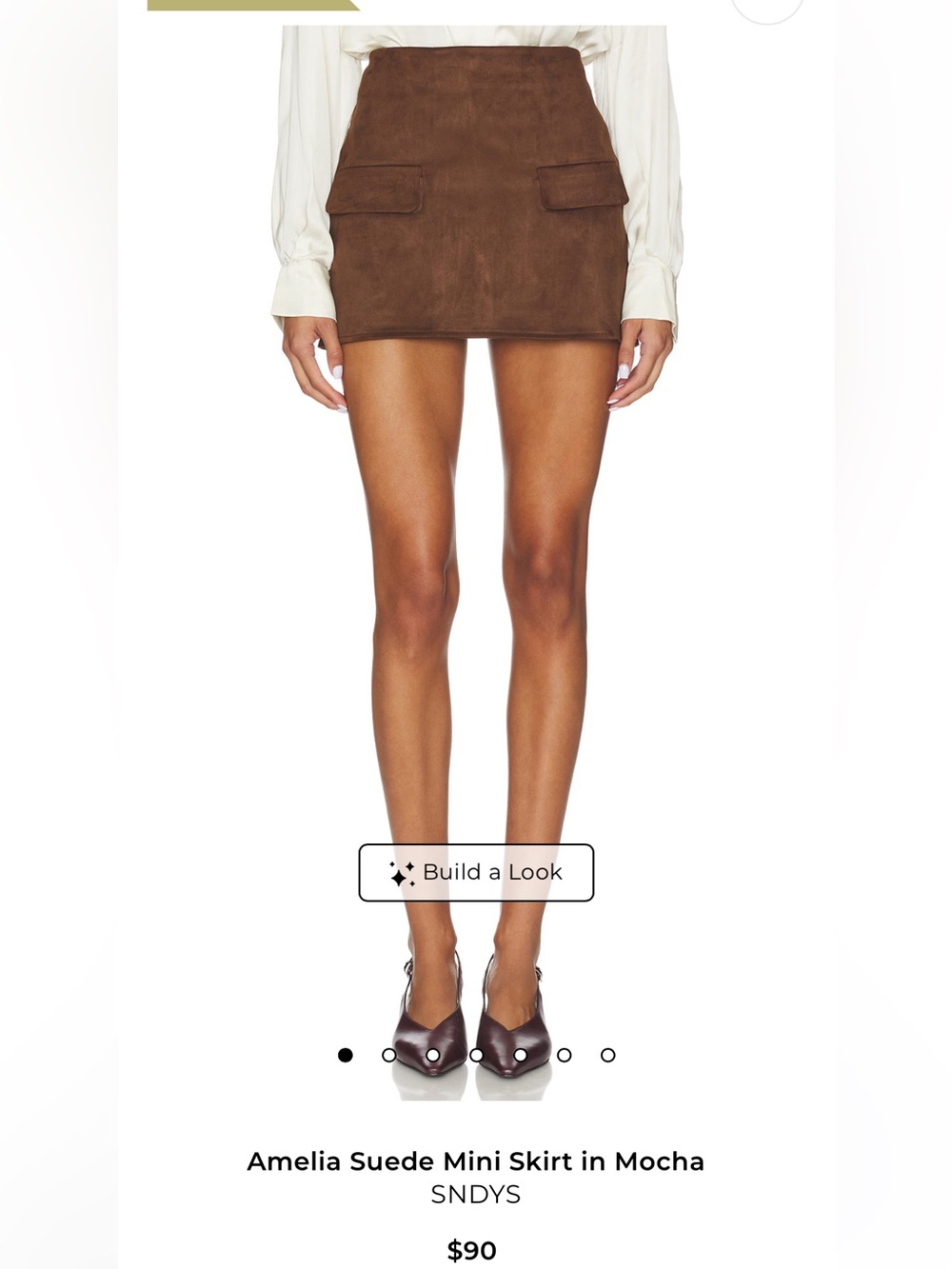 SNDYS Amelia Suede Mini Skirt in Mocha Size M